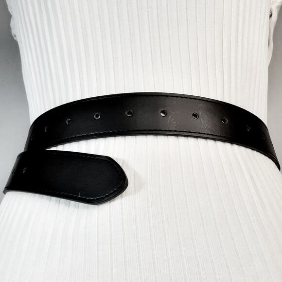 Guatemala Unisex Black Man-Made Leather Belt Large Waist Punch Holes Throughout - Picture 4 of 12